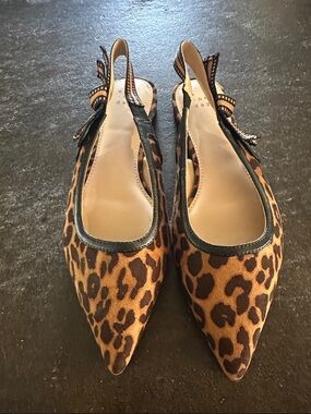 a new day Leopard-Print Pointed Slingback Flats - Brown & Black